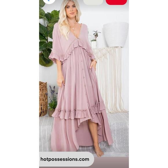 Sweet Lovely by Jen Dresses & Skirts - Sweet Lovely by Jen Mauve Pink  Ruffle Dress Size Large NWOT